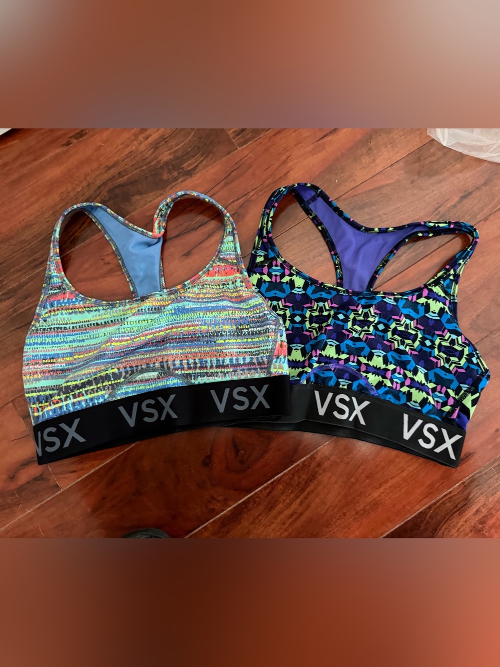 2 Victoria's Secret VSX Racerback Colorful Sports Bras Wireless Medium